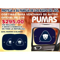 CORTINAS PERSONALIZADAS PARA AUTO CON EL LOGOTIPO PUMAS