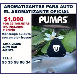 AROMATIZANTES PERSONALIZADOS PARA AUTO CON LOGO DE LOS PUMAS