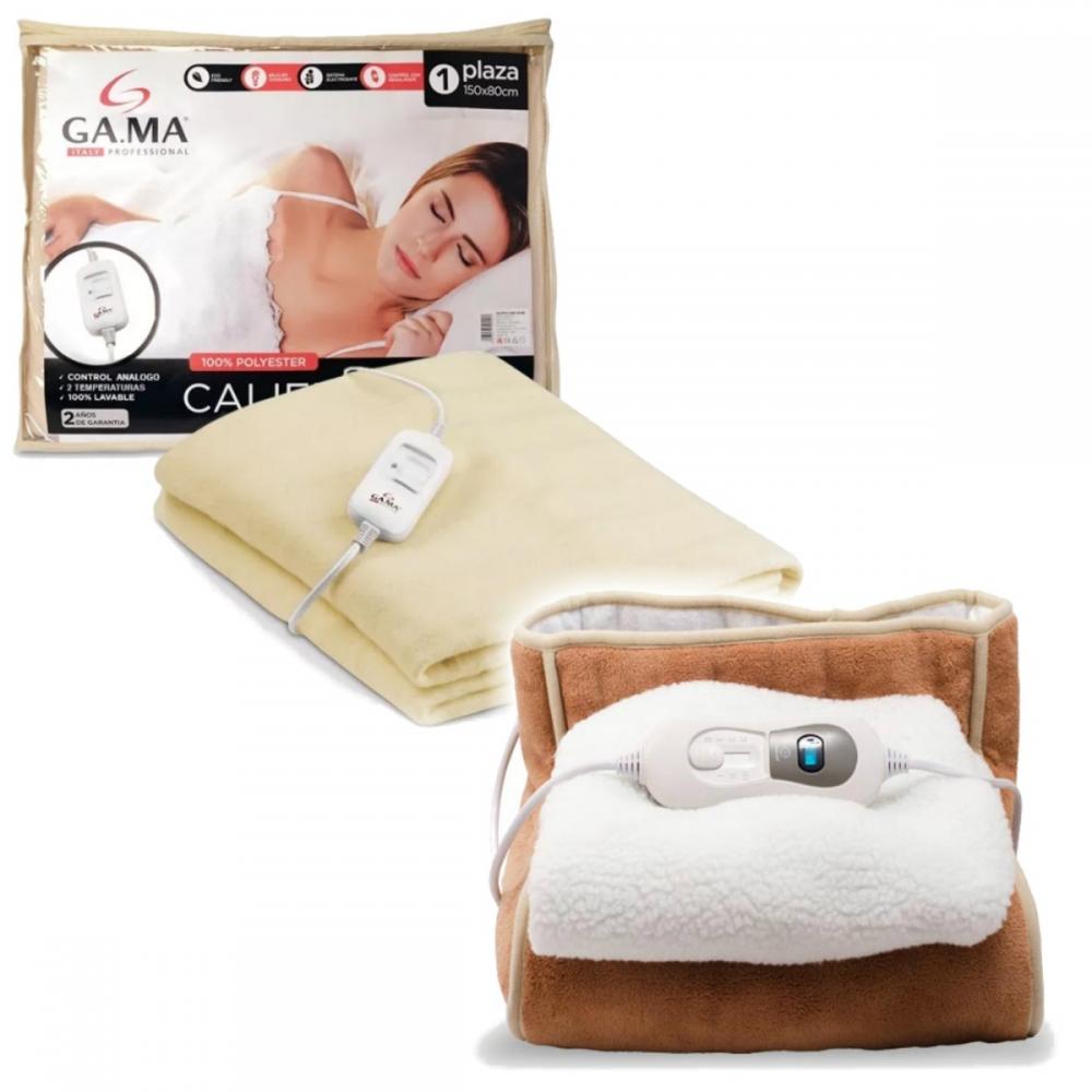 GAMA Calienta Cama 1 Plaza 150x80cm Electrico Poliester Beige Gama