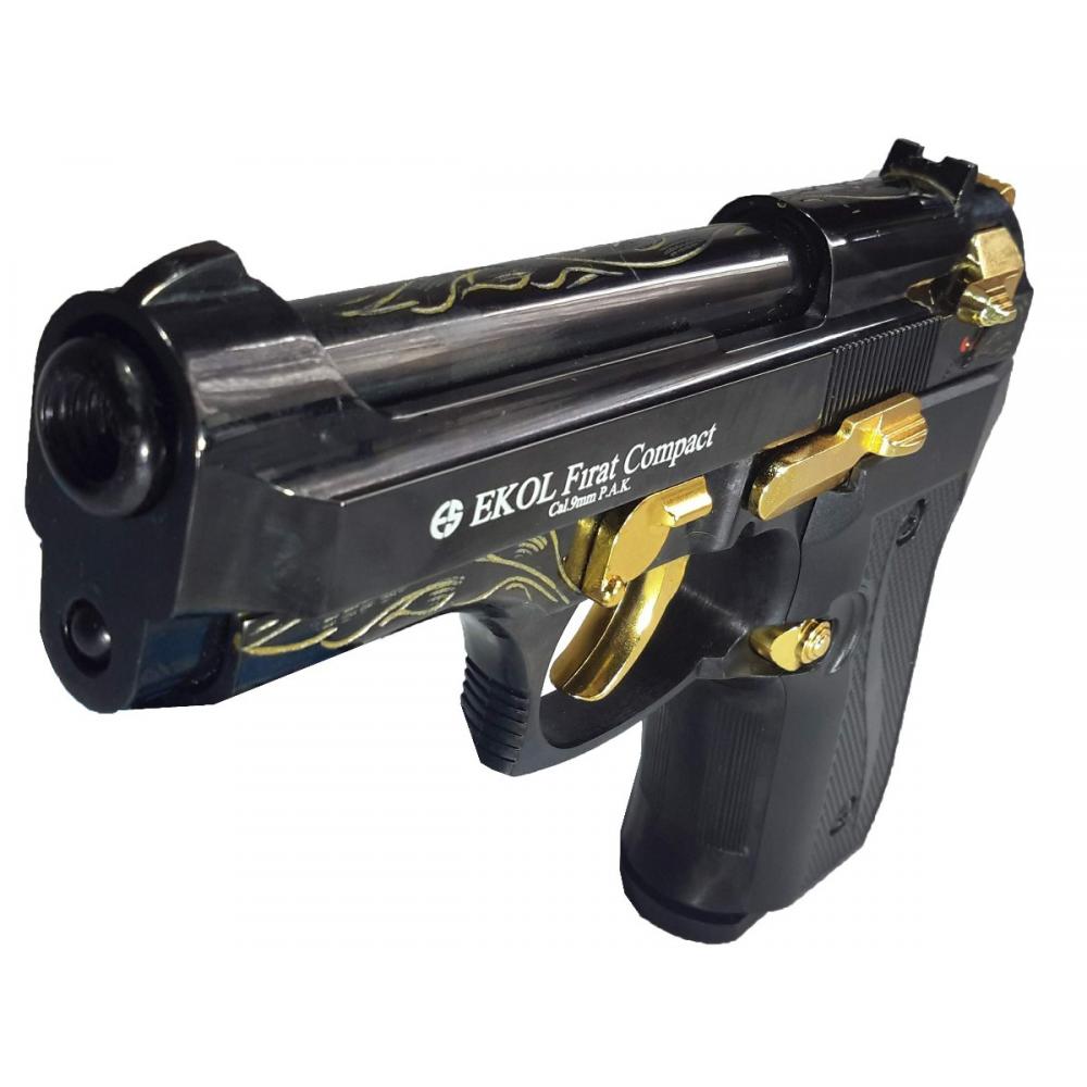 Pistola Fogueo Ekol Firat Magnum Satinada dorada labrada 9mm