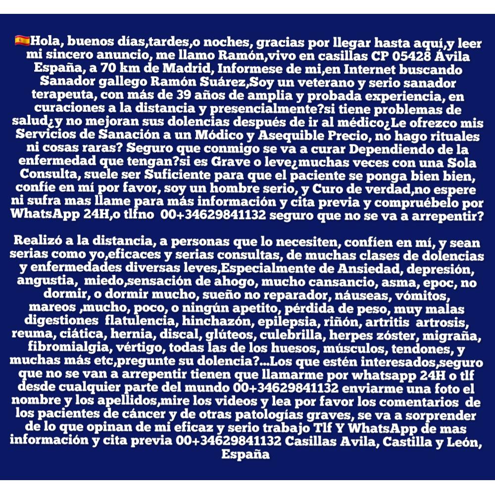  Si buscas sanador gallego ofrece consultas por Whats 00+34629841132 puedes comprarlo con sanador2018 está en venta al mejor precio